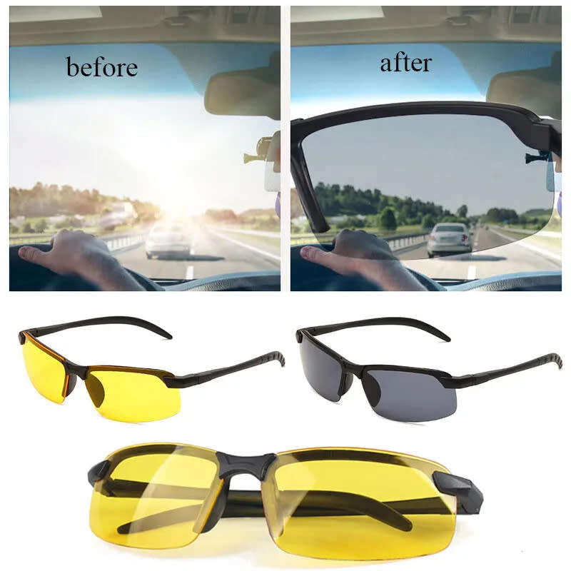 Night driving vision anti glare yellow lens glasses on sale